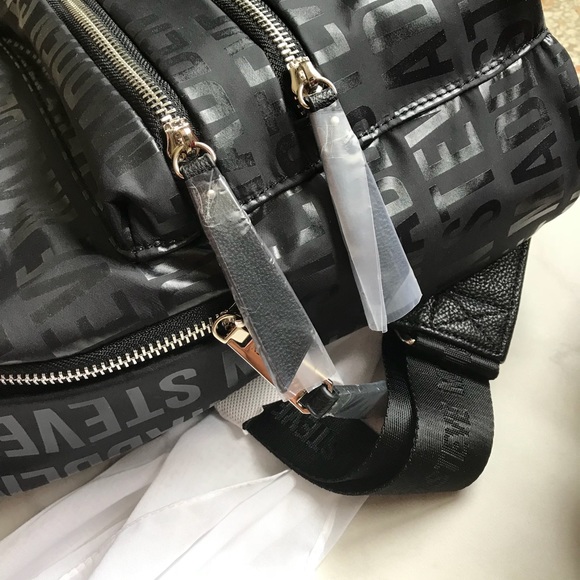 Steve Madden Black Backpack Logo Bag - Picture 7 of 8